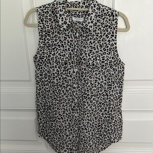 Equipment silk Leopard Print Sleeveless Blouse